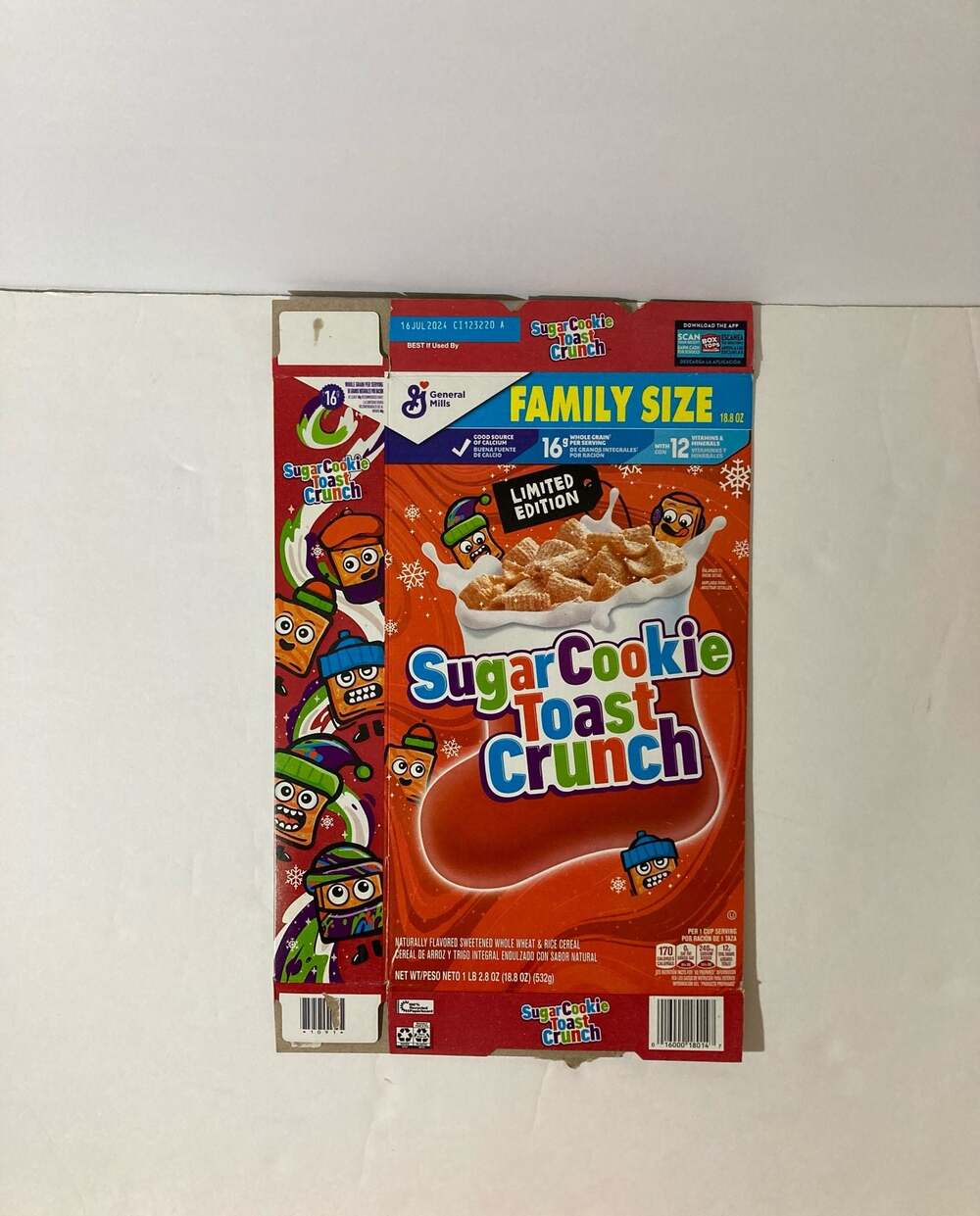 General Mills Sugar Cookie Toast Crunch Empty Cereal Box 18.8 oz